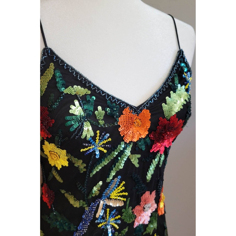 AIDAN Floral Embossed Sequined Cocktail Dress - Picture 4 of 10